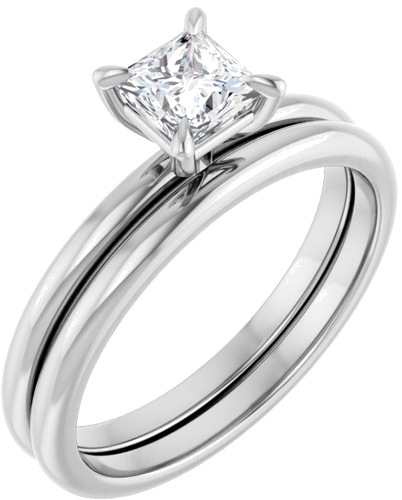 Sužadėtuvių Žiedas „Solitaire“ 585 Baltojo Aukso Square 4.5mm (6)