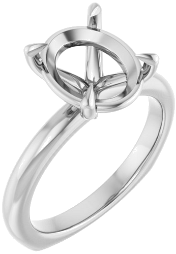 Sužadėtuvių Žiedas „Claw-Prong Euro Shank“ 14k white gold Oval 11mm x 9mm (1)