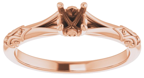 Sužadėtuvių Žiedas „Solitaire Sculptural“ 10k rose gold Round 4.1mm (3)