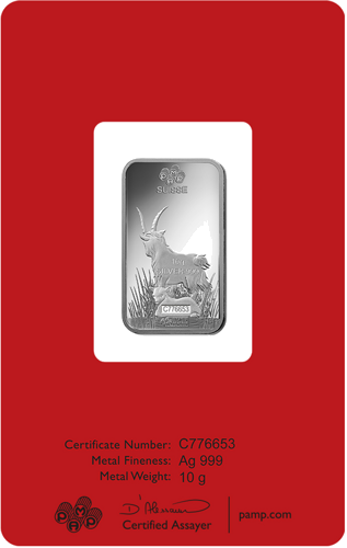 10 g Collectible Investment Silver Bar 2015 Year of the Goat Lunar PAMP (3)