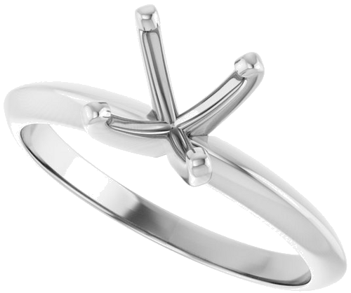 Platinum 6.6-7.2 mm Round 4-Prong Light Solitaire Ring Mounting (5)