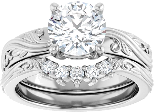 Sužadėtuvių Žiedas „Solitaire Sculptural“ 14k white gold Round 7.4mm (8)