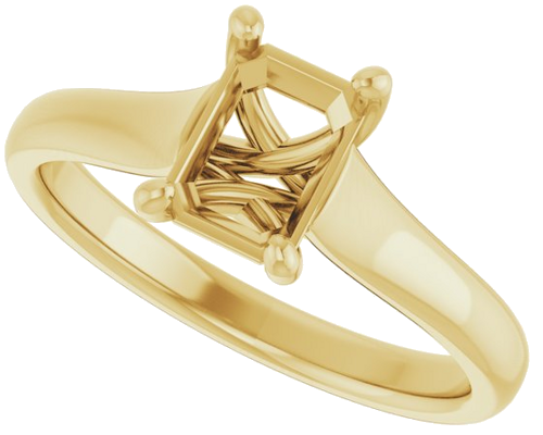 Sužadėtuvių Žiedas „Solitaire“ 585 Geltonojo Aukso Emerald 7mm x 5mm (5)