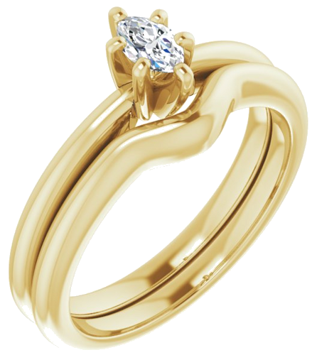 Sužadėtuvių Žiedas „Solitaire“ 10k yellow gold Marquise 5mm x 3mm (6)