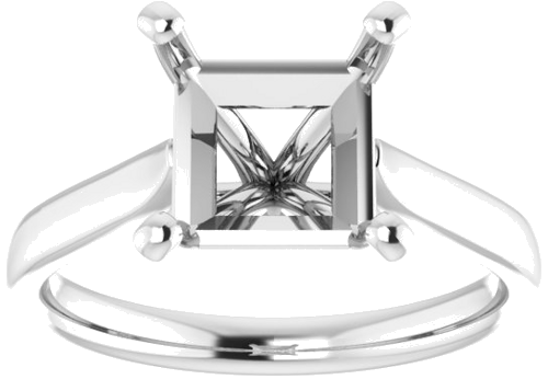 14K White 7.5 mm Square Engagement Ring Mounting (3)