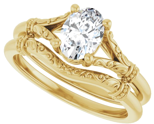 14K Yellow 7x5 mm Oval Solitaire Engagement Ring Mounting (10)