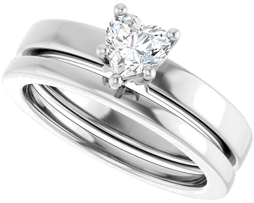 10K White 5x5 mm Heart Solitaire Engagement Ring Mounting (6)