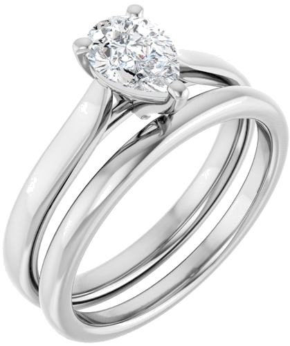 Sužadėtuvių Žiedas „Solitaire“ 585 Baltojo Aukso Pear Shape 7mm x 5mm (6)