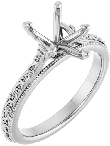 14K White  10x7 mm Pear Solitaire Engagement Ring Mounting (1)