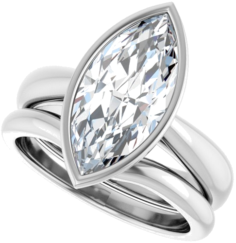 Sužadėtuvių Žiedas „Bezel-Set Solitaire“ 10k white gold Marquise 15mm x 7mm (10)