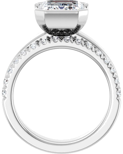 Sužadėtuvių Žiedas „Half-Bezel Solitaire“ 14k white gold Emerald 10mm x 8mm (7)
