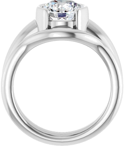 Platinum 8 mm Round Half Bezel Solitaire Engagement Ring Mounting (7)