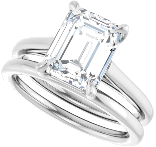 Sužadėtuvių Žiedas „Claw-Pong“ 14k white gold Emerald 9mm x 7mm (10)