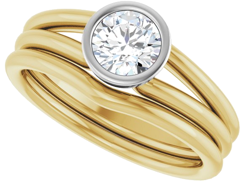 Sužadėtuvių Žiedas „Bezel-Set Solitaire“ 14k yellow/white gold Round 5.5mm (10)