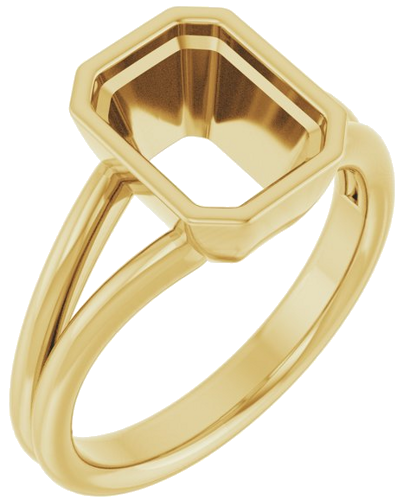 Sužadėtuvių Žiedas „Bezel-Set Solitaire“ 14k yellow gold Emerald 9mm x 7mm (1)