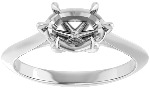 14K White 8x6 mm Oval Solitaire Engagement Ring Mounting (3)