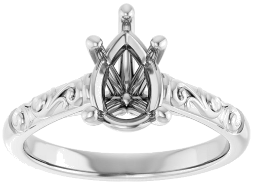 Sužadėtuvių Žiedas „Solitaire“ 14k white gold Pear 9mm x 6mm (3)