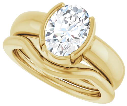 Sužadėtuvių Žiedas „Half-Bezel Solitaire“ 18k yellow gold Oval 9mm x 7mm (10)