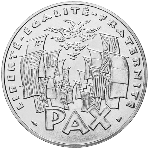 1995 Франция 50-летие Второй мировой войны 100 франков серебряная монета (1)
