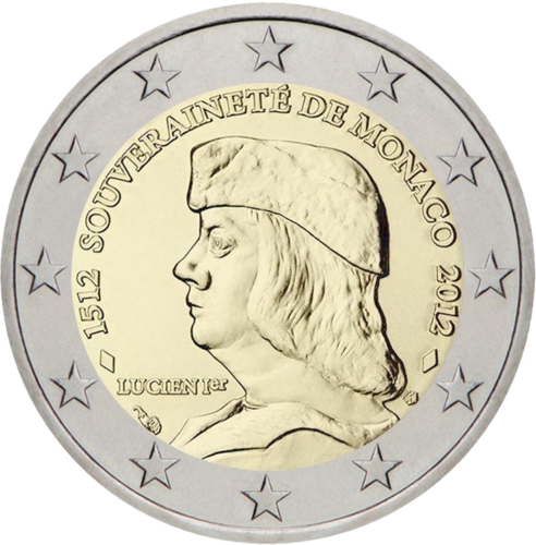 2012 Monakas Monako įkūrimas 2 eurų moneta (1)