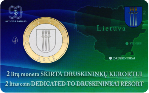 2012 Lietuva Kurortai 2 litų proginės monetos kortelėje (3)