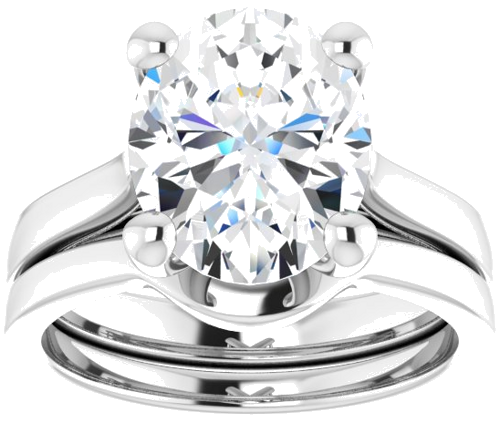 14K White 11x9 mm Oval Engagement Ring Mounting (8)