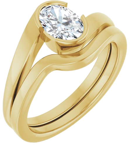 Sužadėtuvių Žiedas „Half-Bezel Solitaire“ 10k yellow gold Oval 7mm x 5mm (6)