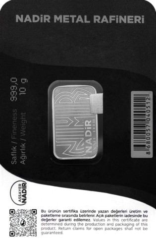 10 г Серебряный слиток .999 Nadir Metal Rafineri (2)