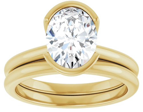 Sužadėtuvių Žiedas „Half-Bezel“ 14k yellow gold Oval 9mm x 7mm (8)