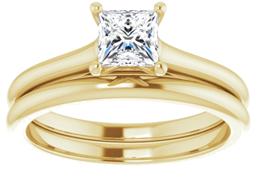 Sužadėtuvių Žiedas „Accented“ 14k yellow gold Square 4.5mm (8)