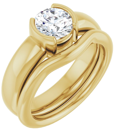 Sužadėtuvių Žiedas „Half-Bezel Solitaire“ 14k yellow gold Round 6.5mm (6)