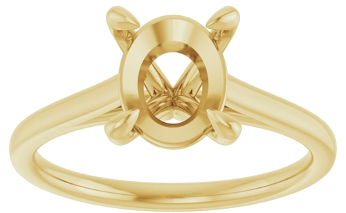 18K Yellow  9x7 mm Oval Solitaire Engagement Ring Mounting (3)