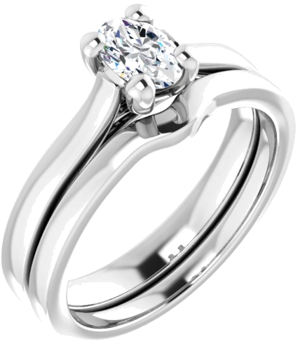 Sužadėtuvių Žiedas „Solitaire“ 585 Baltojo Aukso Oval 6mm x 4mm (6)