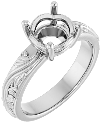 Sužadėtuvių Žiedas „Solitaire Sculptural“ 14k white gold Round 8.2mm (1)