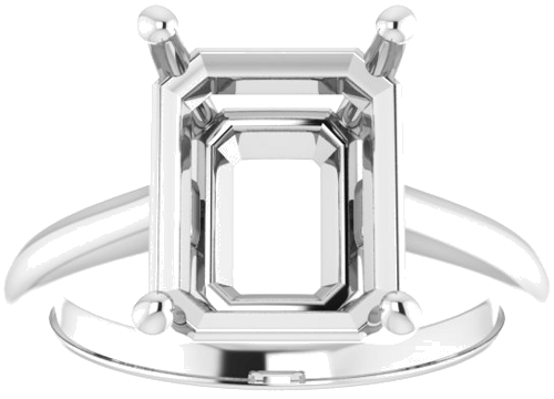Sterling Silver 11x9 mm Emerald Solitaire Engagement Ring Mounting (3)