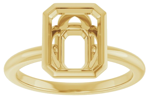 Sužadėtuvių Žiedas „Bezel-Set“ 10k yellow gold Emerald 9mm x 7mm (3)