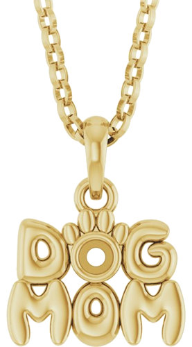 14K Yellow Accented Dog Mom 18  Necklace Mounting (1)