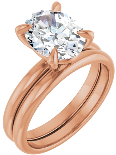 Sužadėtuvių Žiedas „Solitaire“ 585 Rožinis Aukso Oval 10mm x 8mm (6)