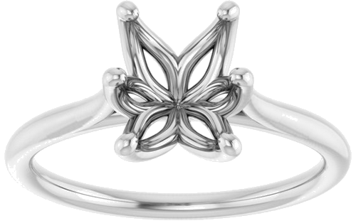 Sužadėtuvių Žiedas „Cathedral-Style Solitaire“ 14k white gold Emerald 8mm x 6mm (3)