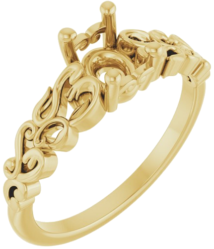 Sužadėtuvių Žiedas „Solitaire Sculptural“ 14k yellow gold Oval 7mm x 5mm (1)