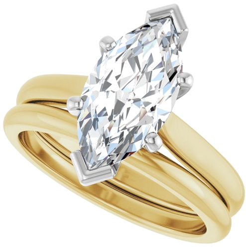 Sužadėtuvių Žiedas 14k yellow/white gold Marquise 13mm x 6.5mm (10)