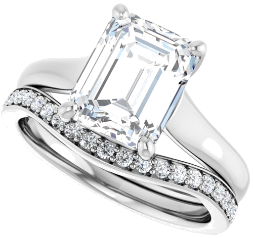 Sužadėtuvių Žiedas „Solitaire“ 585 Baltojo Aukso Emerald 9mm x 7mm (10)