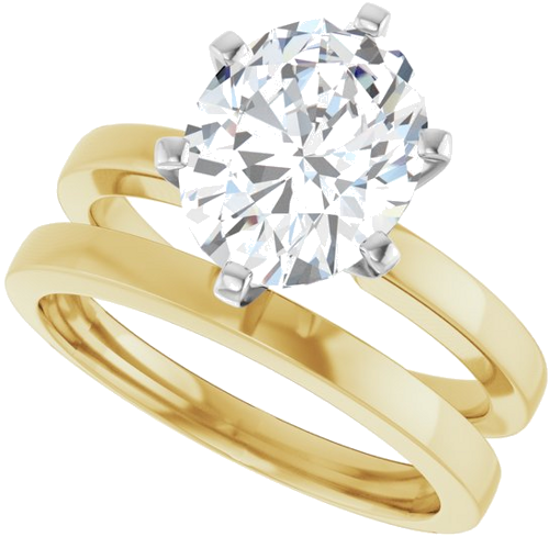 Sužadėtuvių Žiedas „Solitaire“ 585 Baltojo Ir Geltonojo Aukso Oval 10mm x 8mm (10)