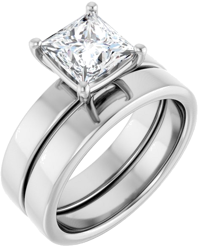 Sužadėtuvių Žiedas „Solitaire“ 14k white gold Square 6.5mm (6)