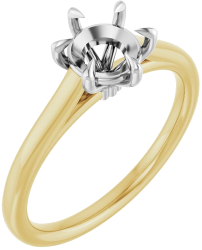 Sužadėtuvių Žiedas „Claw-Pong“ 14k yellow/white gold Round 6.5mm (1)