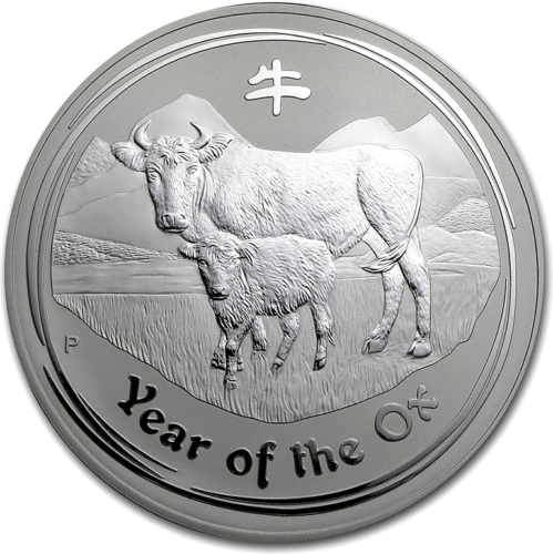 Сребърна монета с тегло 1 кг Година на вола 2009 (Лунна II) Австралия (1)