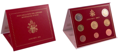 2004 Vatikanas Jonas Paulius II BU euro monetų rinkinys (3)