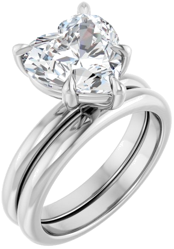 14K White 10x10 mm Heart Solitaire Engagement Ring Mounting (6)