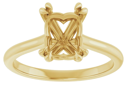 14K Yellow 8x6 mm Emerald Solitaire Engagement Ring Mounting (3)