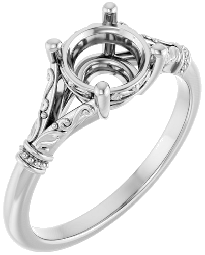 Sužadėtuvių Žiedas „Sculptural“ 10k white gold Round 7mm (1)